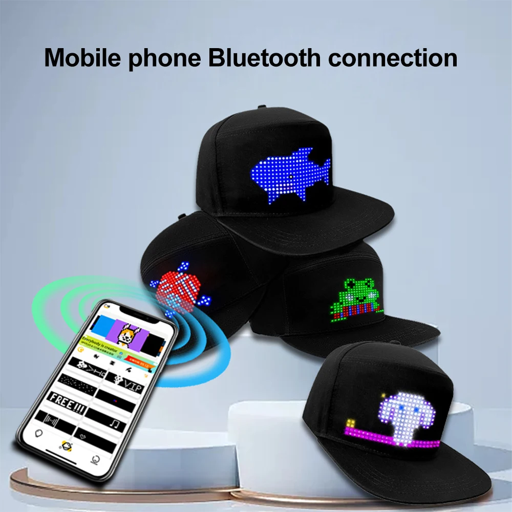 App Programmable Night Glow Hat Luminous Lighted Baseball Cap Breathable Cotton Fashion Flashing Led Cap Hat Cap For Adults