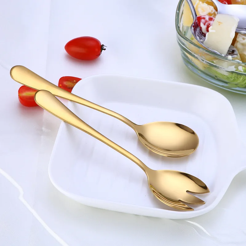 Colorful Wedding Party Dinner Ice Cream Coffee Dessert Flatware Salad Servers Spoon And Fork Set Stainless