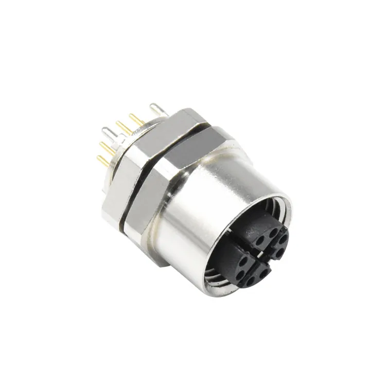 M12 panel mount connector 8 pin X coded waterproof industrial front fastened circular female socket Connector cable