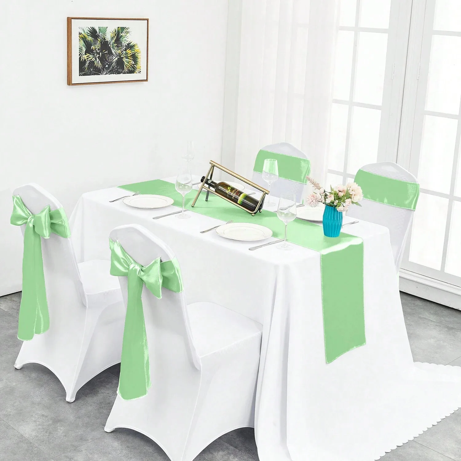 Satin Table Runner Napkin Chair Back Streamers
