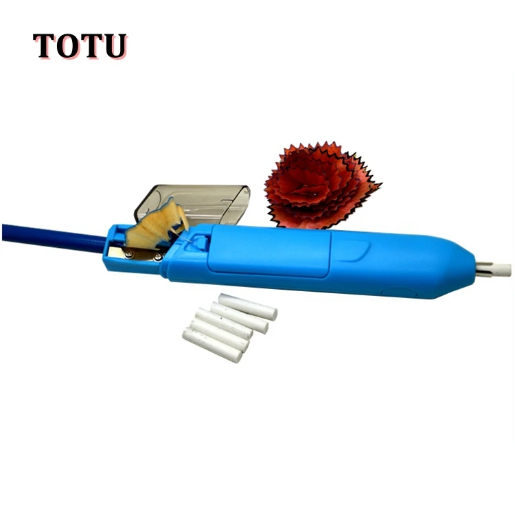 Mini custom round stationery blue plastic school ABS Electric Eraser - Blue (2pcs 3A batteries)