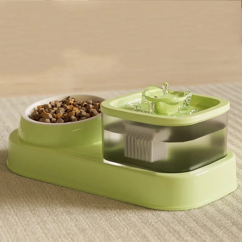Ceramic Food Bowl 2 in 1 Cat Fountain Feeder Automatic Cat Drinking Water Feeder