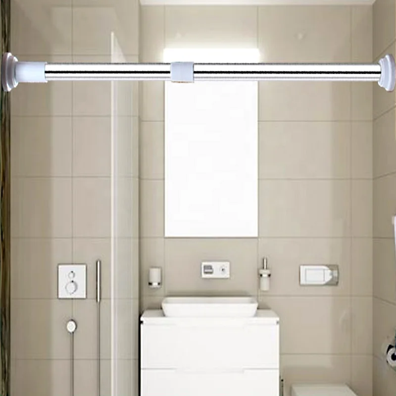 Высокое качество нержавеющей стали регулируемое натяжение карниз для ванной комнаты Душ карниз