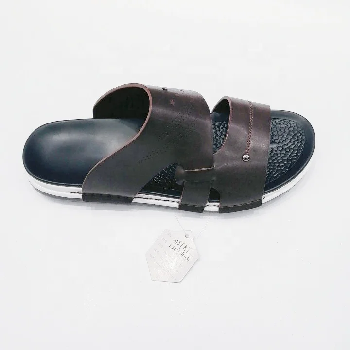 hot sell high quality men slipper beach comfortable anti slip outdoor PU leather men slippers