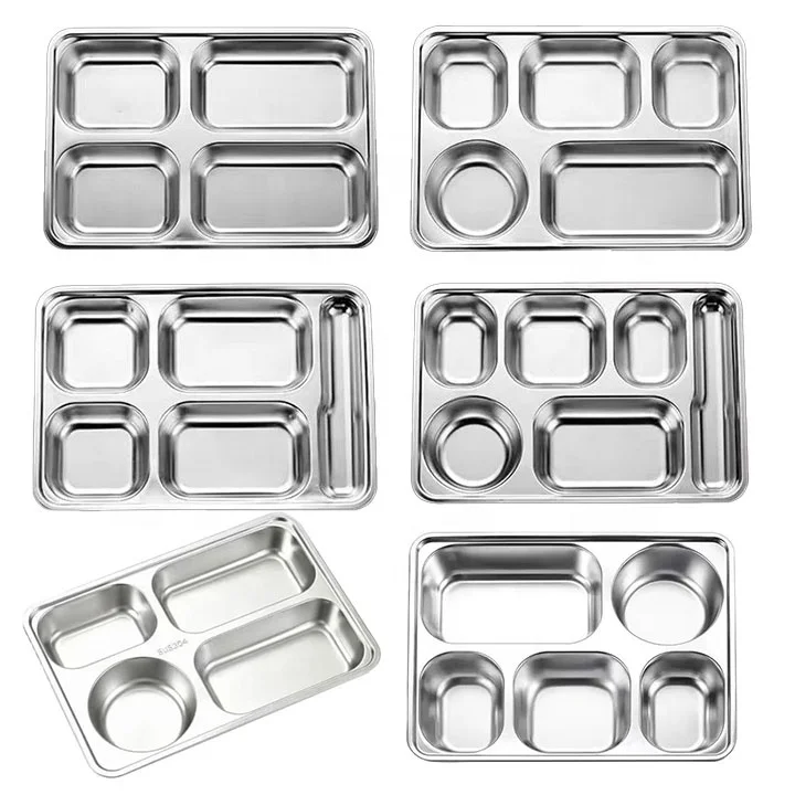 Школьный Ланч-бокс YITIAN 304 из нержавеющей стали поднос для закусок с 5 отделениями и крышкой