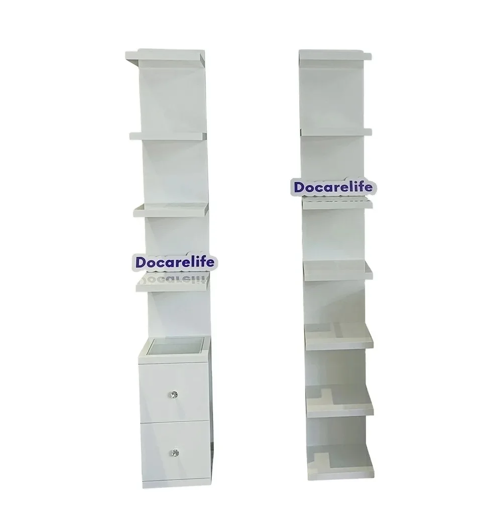 2024 Hot-Selling Modern Bedroom Glossy Column Corner Cabinet Shelving Unit With Drawers Dressing Table Shelf Support Cosmetic