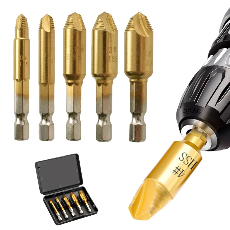 Titanium Coated HSS Broken Head Screw Hexagon Socket Bolt Removal Tool Man Gift Easy Out Removal Tools