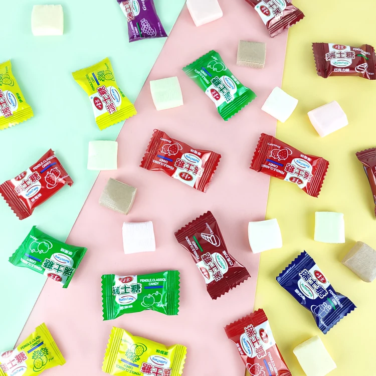 Best Quality Assorted Fruity Flavors Gummy Colorful Delectable OEM Service Cheap Soft Chewy Milk Candy