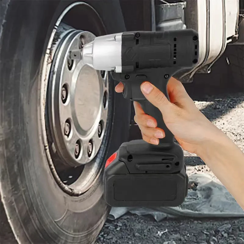 Electric Impact Wrench Rechargeable Battery Powered Torque Wrench Cordless Power Impact in Car Repair