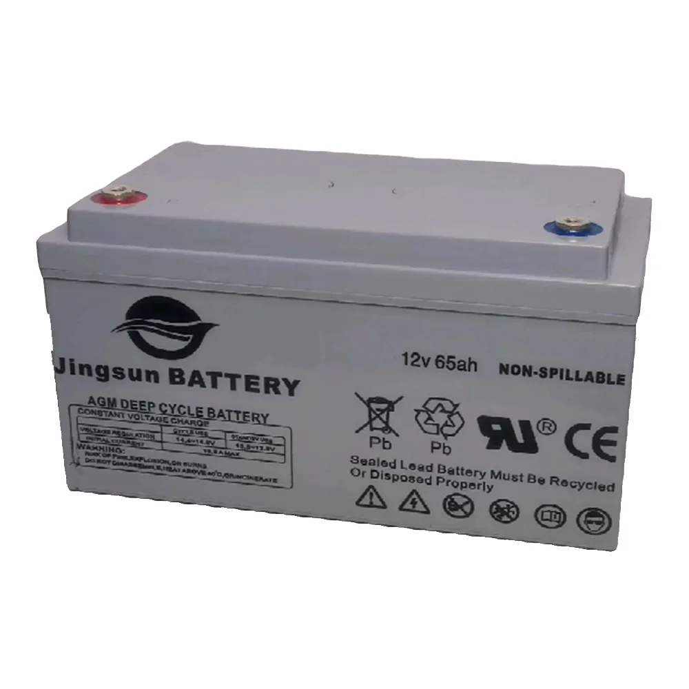 Лучшая в мире свинцово-кислотная батарея agm Jingsun 12V65AH для домашнего использования