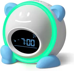 Kids Baby Cartoon Bear Shape Cartoon Sleep Trainer Sound Machine Table LED Lights with Nap Timer Alarm Clock