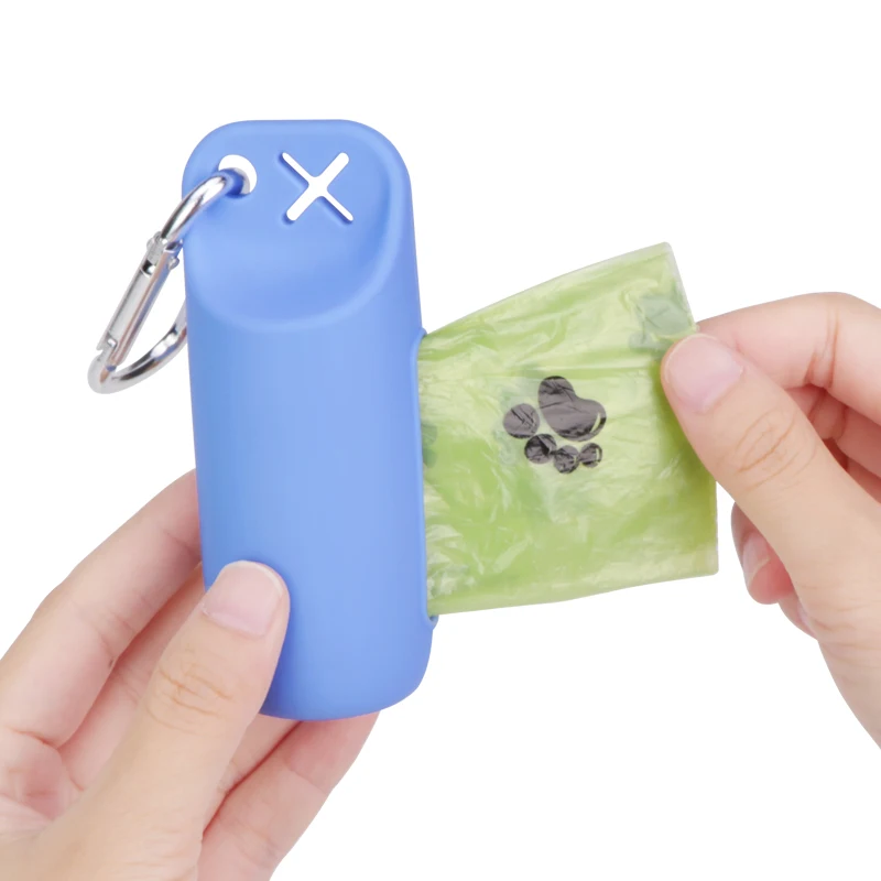 Factory Custom Eco Friendly Durable Pet Waste Dispenser Disposal Portable Hand Free Silicone Dog Poop Bag Holder With Metal Clip