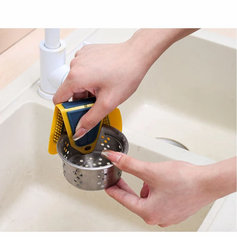 Rubber Cleaning Brushes Soft Silicone Dish washing Sponge Fruit Vegetable Cleaning Brush Pot Cleaner Scouring Pads For Kitchen