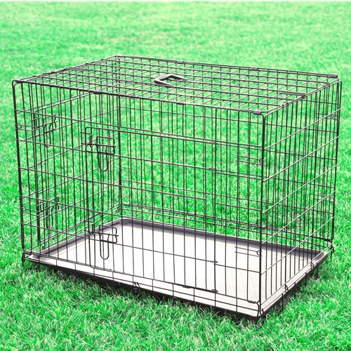 Wholesale Indoor Shop Display Folding Stainless Metal Black Collapsible Big Large Pet Cage For Dog Cat