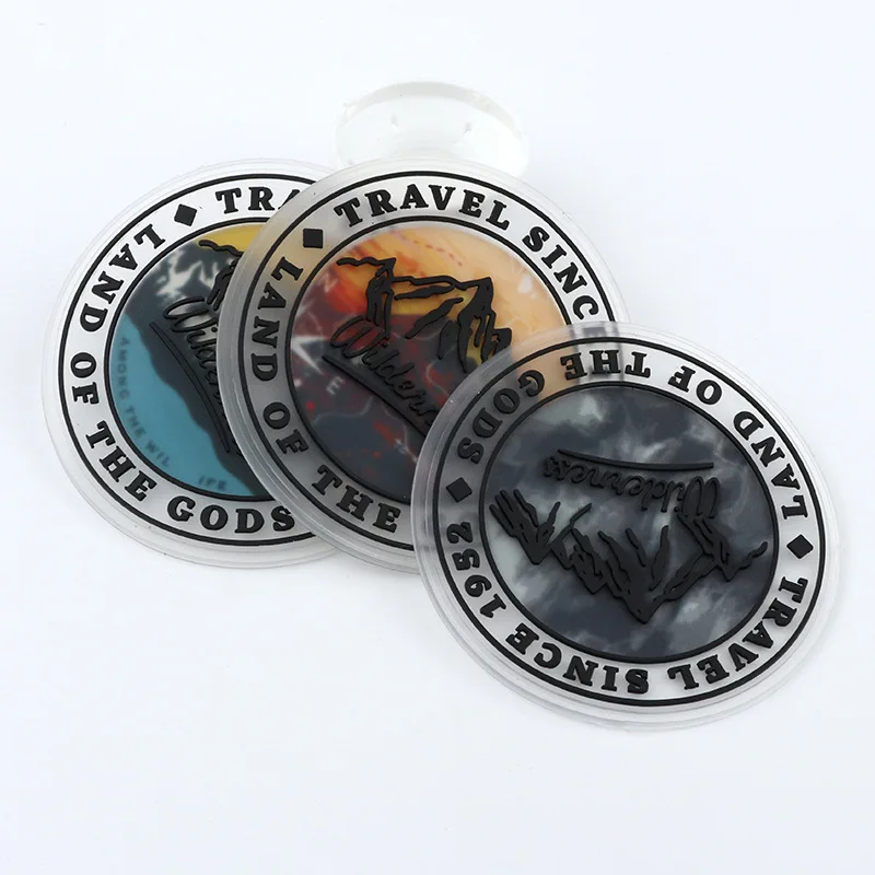 Custom embossed 3D PVC  logo patches rubber transparent background badge