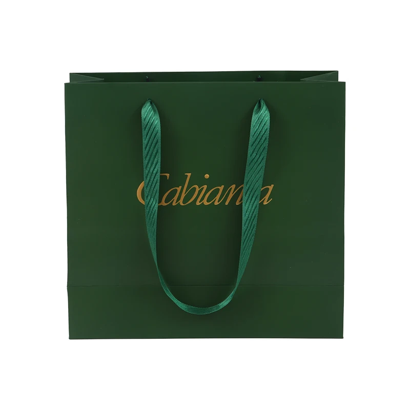Wholesale Custom Printed White Green Gift Craft Shopping Paper Bag with Your Own Logo