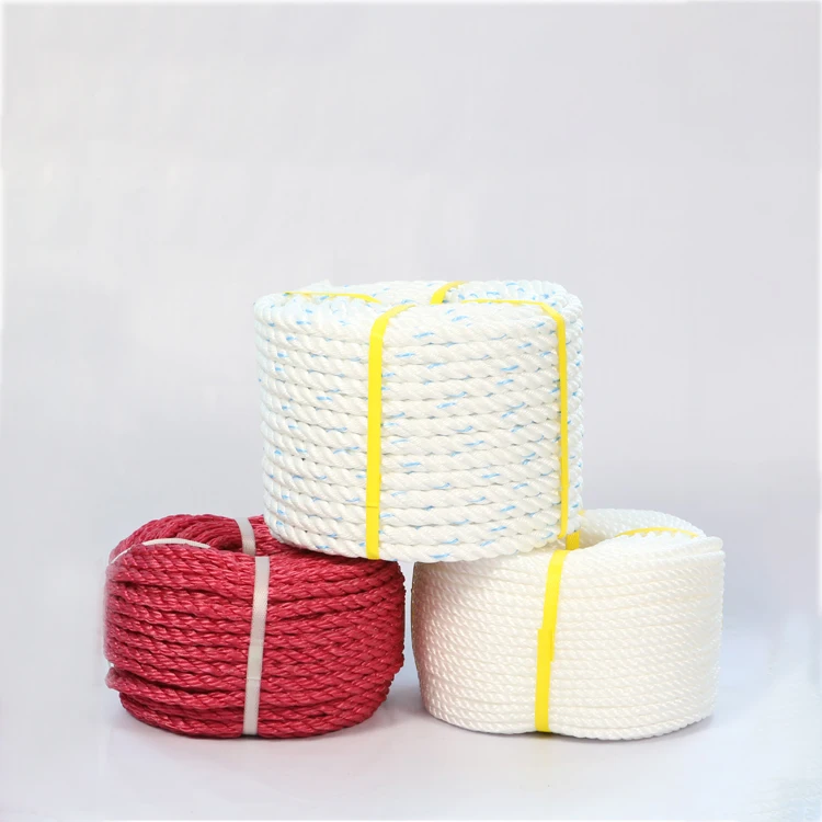 White With Orange Fleck Twisted Rope Type PP  3 Strand 10mm pp Rope for Marine Rope