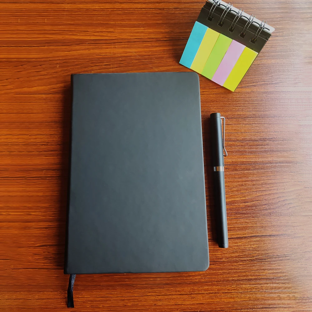 Custom Black Paper Notebook A5 Size Planner with Pen