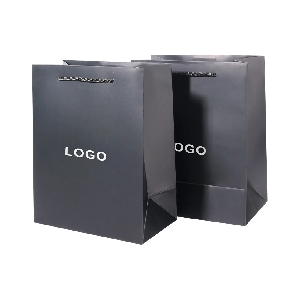 Convenient Folding Package Bag with Logo Gift Printing Sides Paper Bags with Ribbon Handle