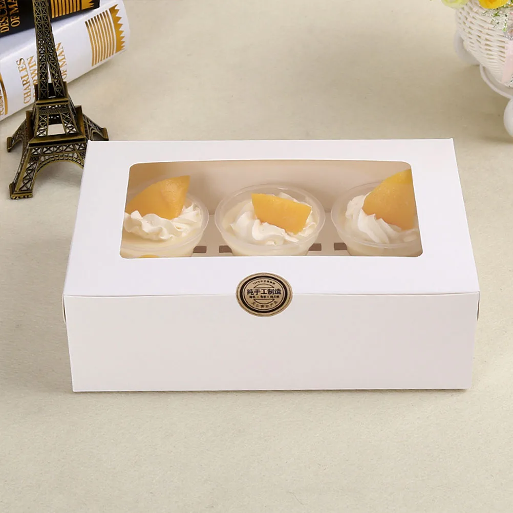 cake packaging wooden box with window ith clear lid for cookie white rectangular bakery paper
