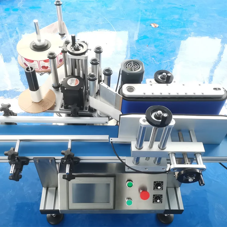 Semi auto tin can labeler tuna cans glass jar round bottle labeling machine