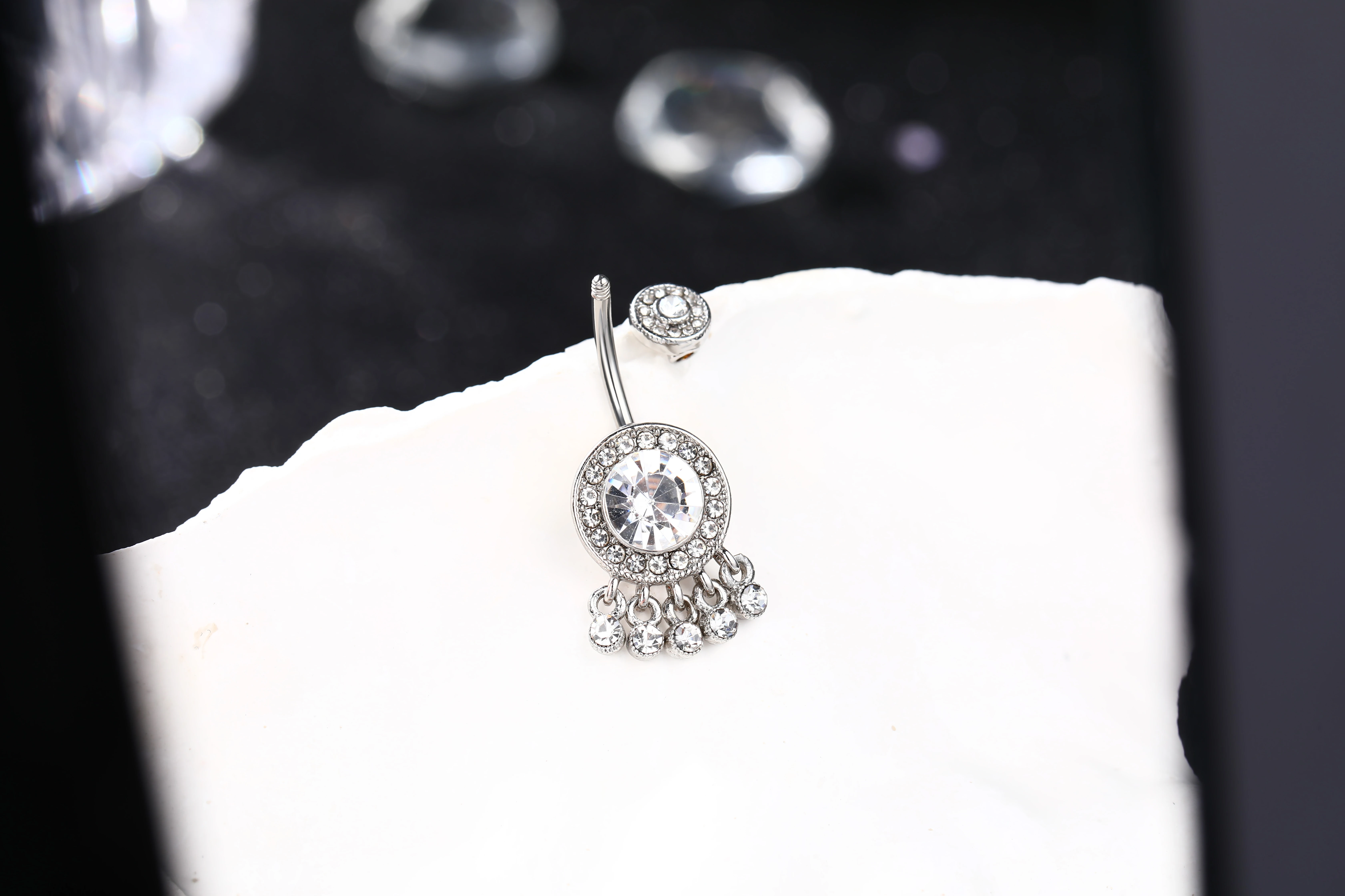 Toposh 316l Surgical Stainless Steel Trending Sex Crystal Navel Banana Stylish Belly Button Ring Piercing