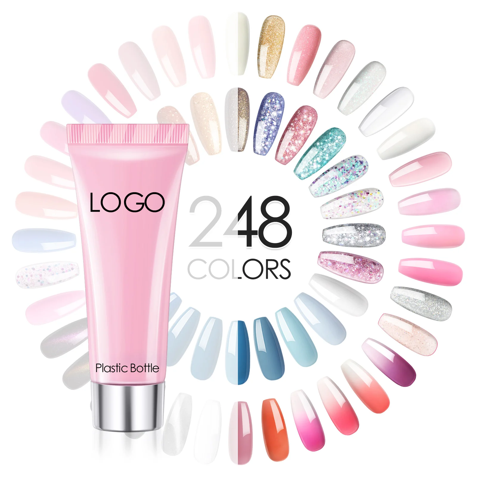 COSCELIA 248 OEM цветной полигель для наращивания ногтей, дизайн логотипа на заказ, бутылка с печатным логотипом, упаковочная коробка