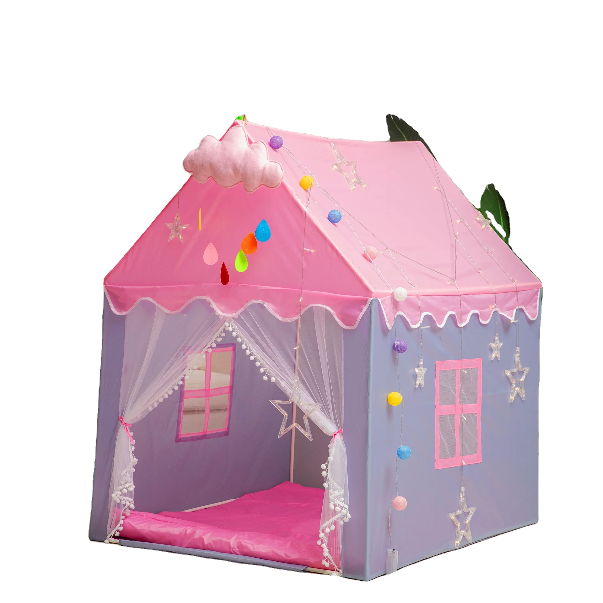 Children Teepee Tent Indian Foldable Canvas Indoor Outdoor Popular Soft Toy Kids Cotton Unisex Beach Customized Logo Style Time