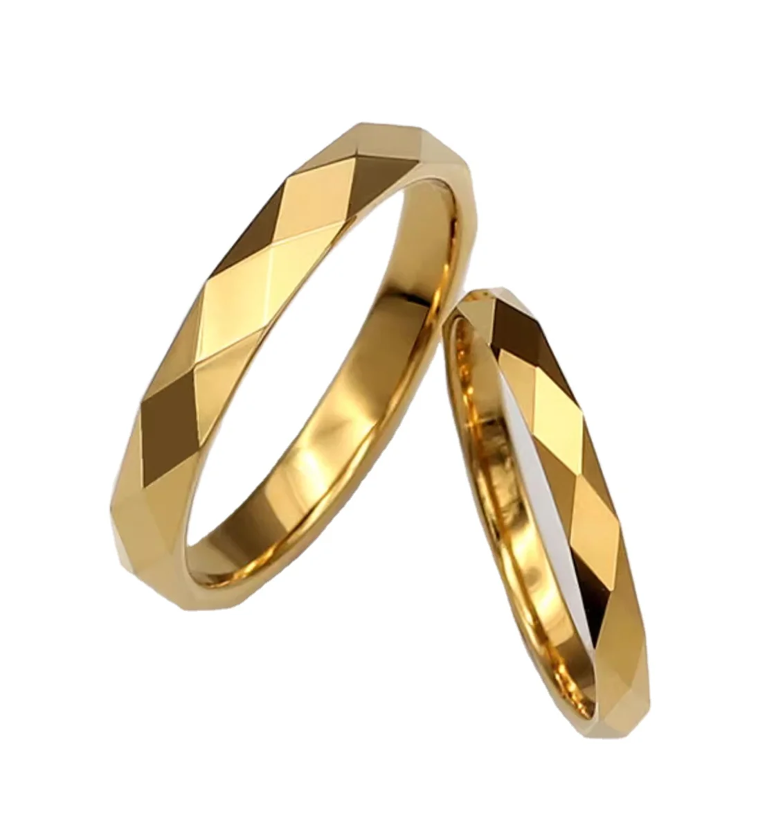 High  Polished Tungsten 4mm 6mm 8mm Couple Wedding Band Jewelry Faceted Silver Gold Tungsten Carbide Ring For Men Women