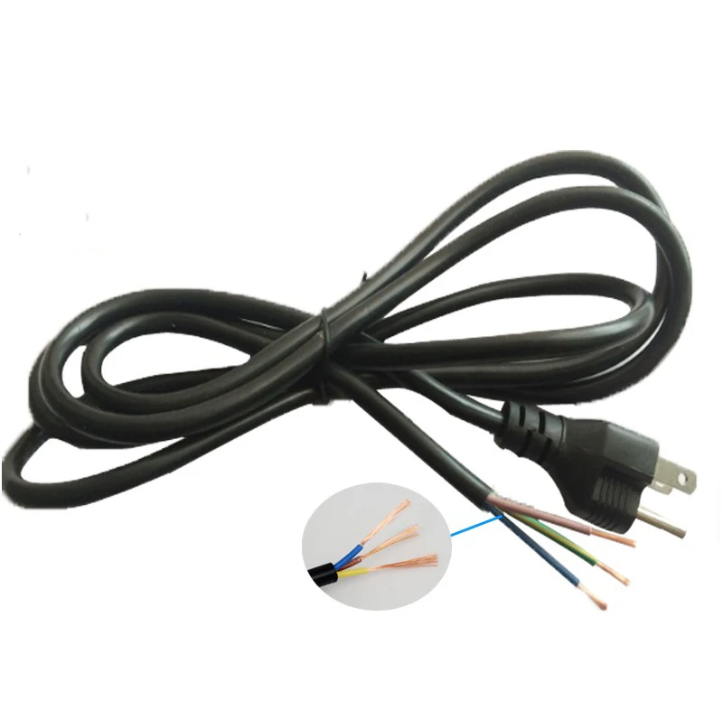 American American standard three-core single-head bare wire tail peeling tin tail 1.0 m US plug power cord 18awg