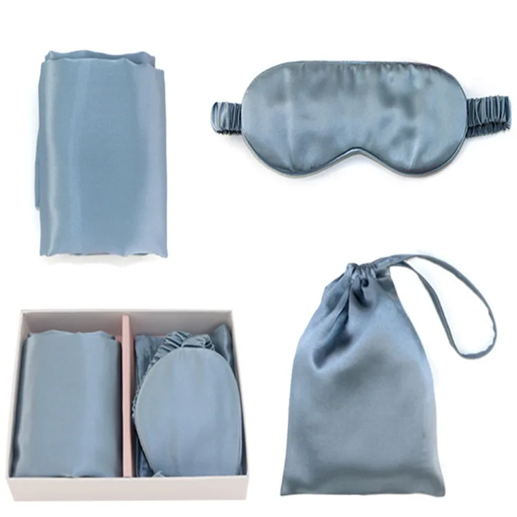 2 Piece Luxury Silk Gift Set Silk Eye Mask Mulberry Natural 100% Pure Soft Both Sides Silk Pillowcase and Pure Customized Logo