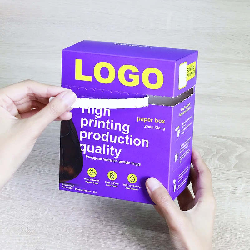 Guangzhou Factory Paper Box Custom Logo Paper Box with Tear Stripes