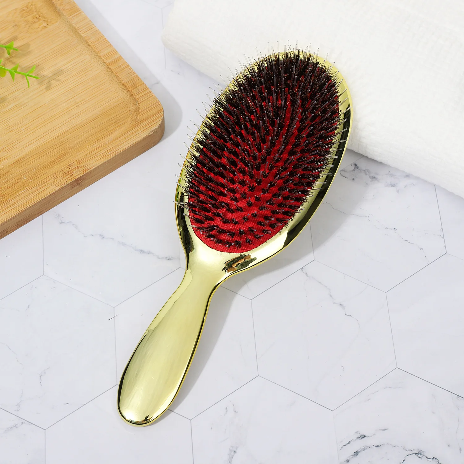 Private Label Hard Medium Hair Brush Pig Boar Bristle Brush Hairbrush Detangling Wig Hair Extensions Cushion Paddle Brush