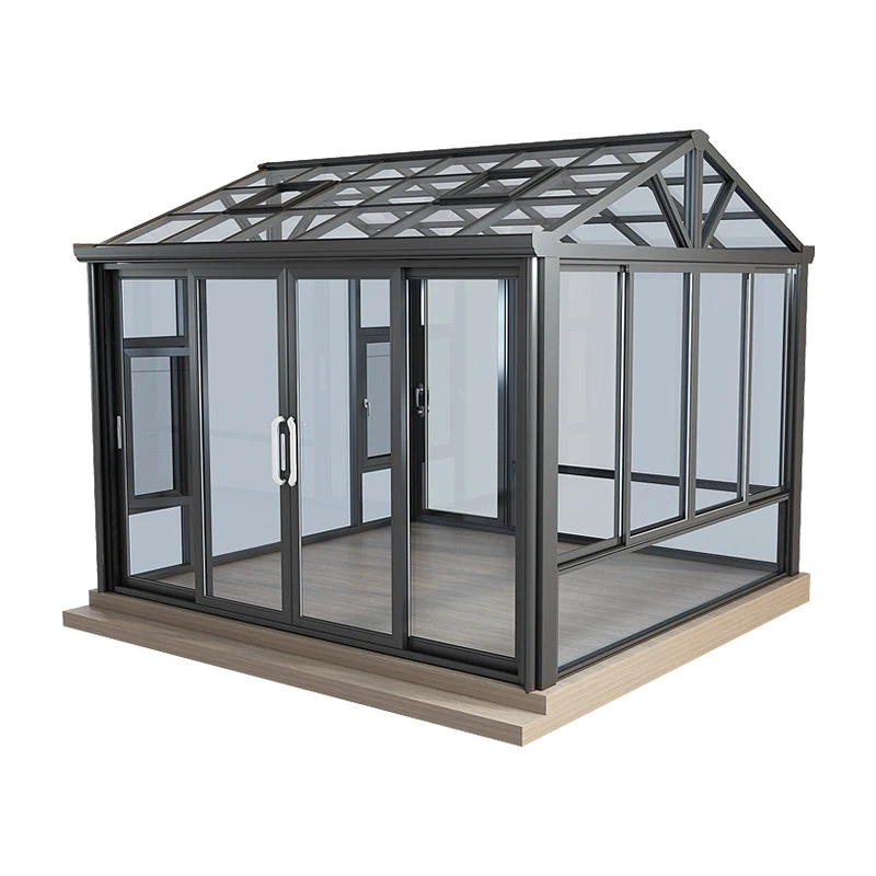 Custom Made Prefabricated Aluminum Frame Glass Room Houses Customized Winter Garden Free Standing Conservatory Sunroom