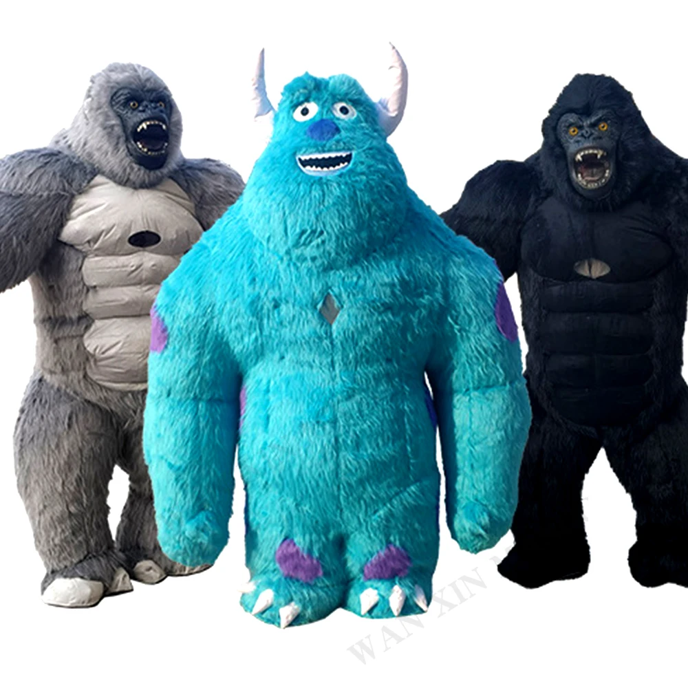 Halloween Furry animal Carnival Walking Dress Suit Fursuit mascot costume  Inflatable  Costume Mascot Adult Gorilla Monkey