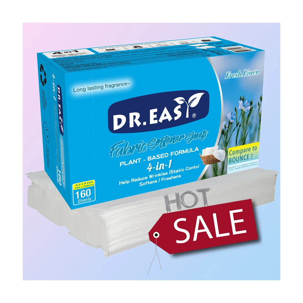 PET Fabric Softener Dryer Sheets Custom Private Label Non-Woven Dryer Sheets