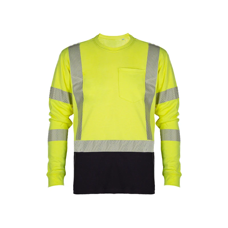 OEM ANSI класс 3 светоотражающие с длинным рукавом Hi-vis спецодежды Мужская высокая видимость безопасности футболки работы Hi Vis рубашка
