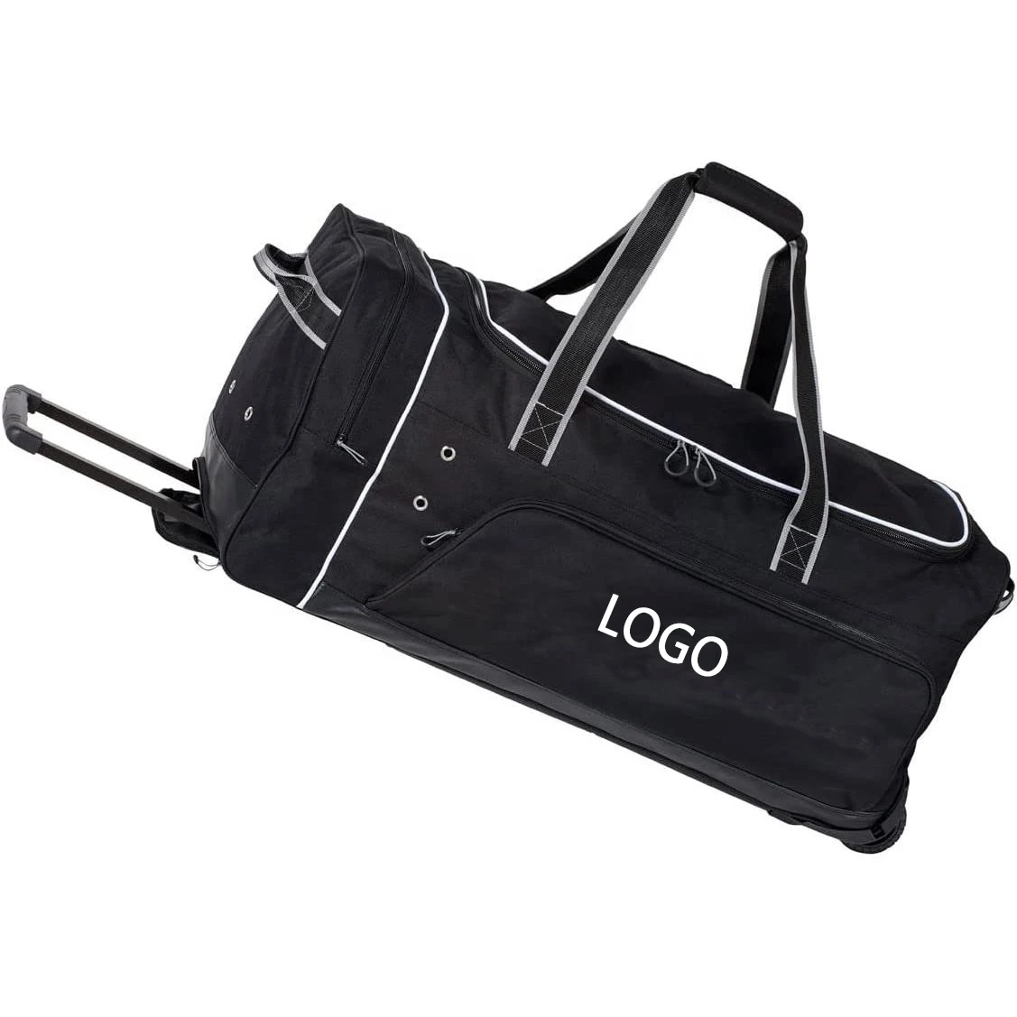Custom Polyester Ice Hockey Bag With Wheels Heavy Duty Hockey Equipment Lacrosse Gear Sport Bags Roller Field Hockey Stick Bag