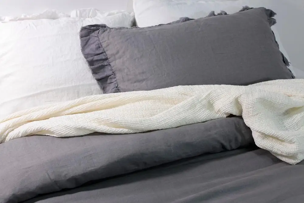 100% waffle linen blanket linen bedding soft waffle linen blanket