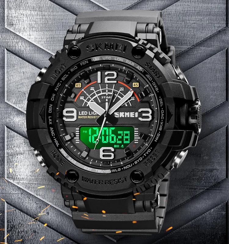 Hot selling 3time digital sports men wrist watch electronic wristwatches 5atm waterproof SKMEI 1617