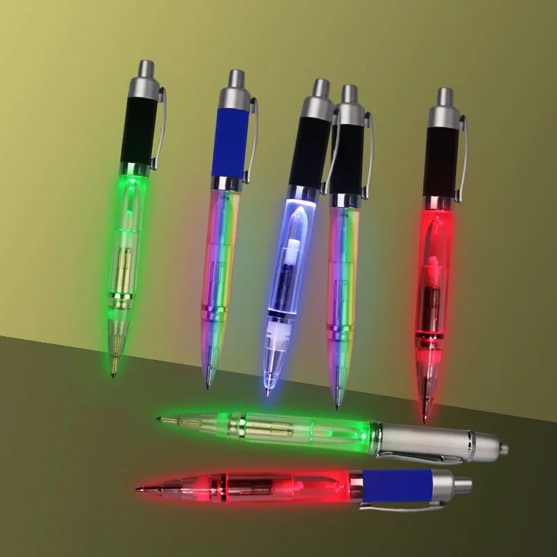 LED light up pen plastic lighting ballpoint pen for writing and read in darkness night