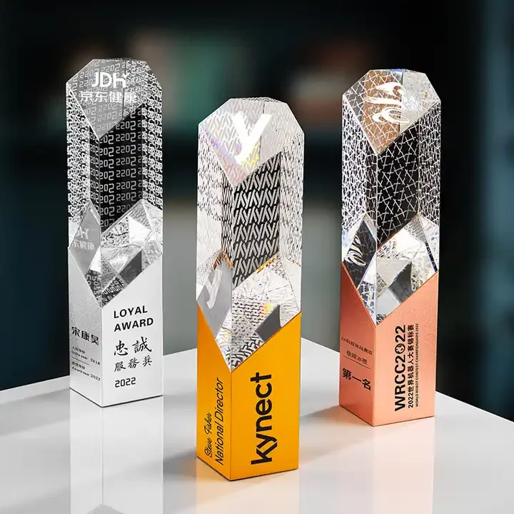 factory wholesale high quality crystal  glass trophy award custom  for souvenir gifts