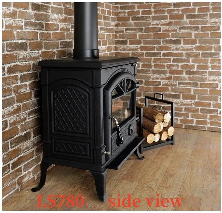 Winter Wood Burning Fireplace Indoor Cast Iron Stove With Glass Door