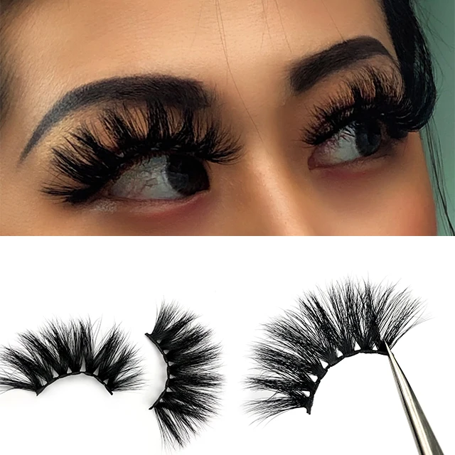 
Hot Selling 2021 Mink Lashes 25mm 3D Real Mink Strip Eyelashes Custom Private Label Eye Lash 