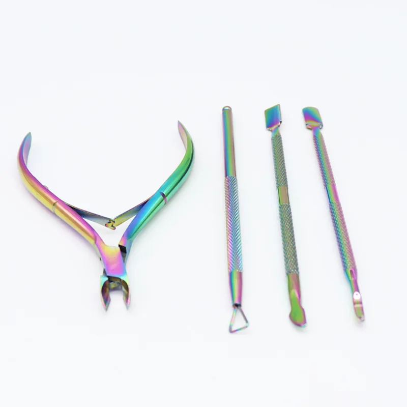 K727 Cuticle Scissor Nail Cuticle Pusher Tweezer Colorful Cutter Nipper Clipper Dead Skin Remover Manicure Nail Art Tool