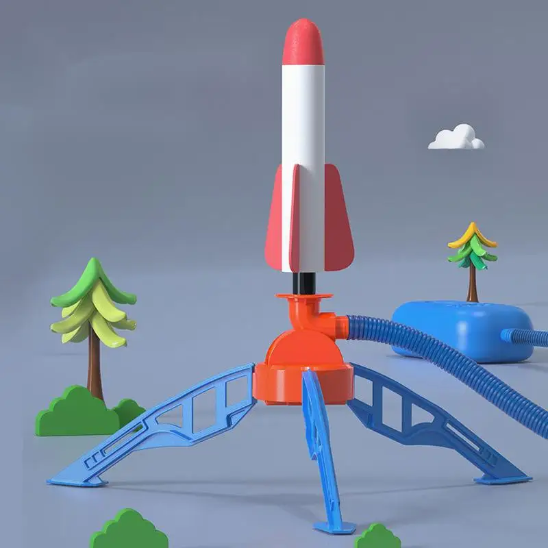 Jump Soaring Rocket LED Pump Jump Adjustable Launcher Flying Dueling Foam Rockets