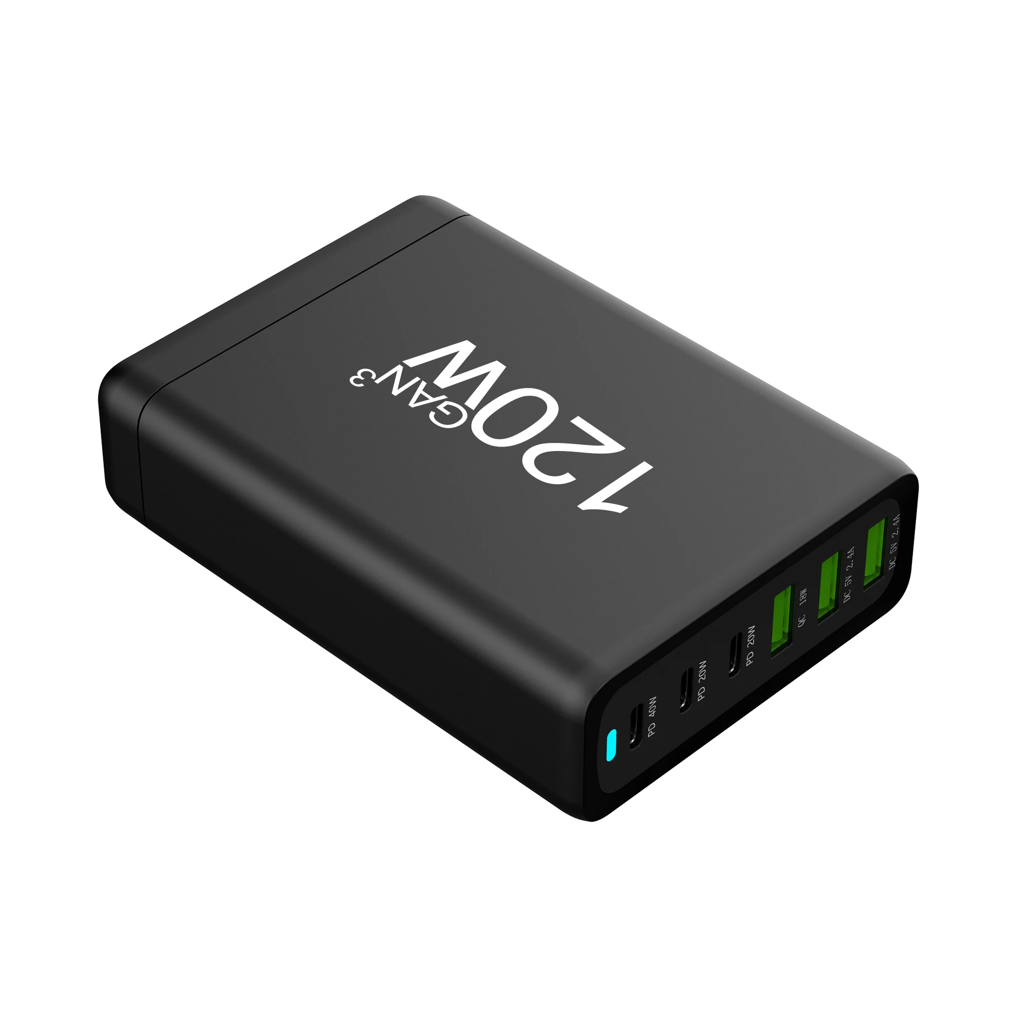 120W Adapter 6 Ports USB Type C PD Fast Charging Quick Charge 3.0 USB-C Desktop GaN Charger For iPhone 15 For Samsung For Xiaomi