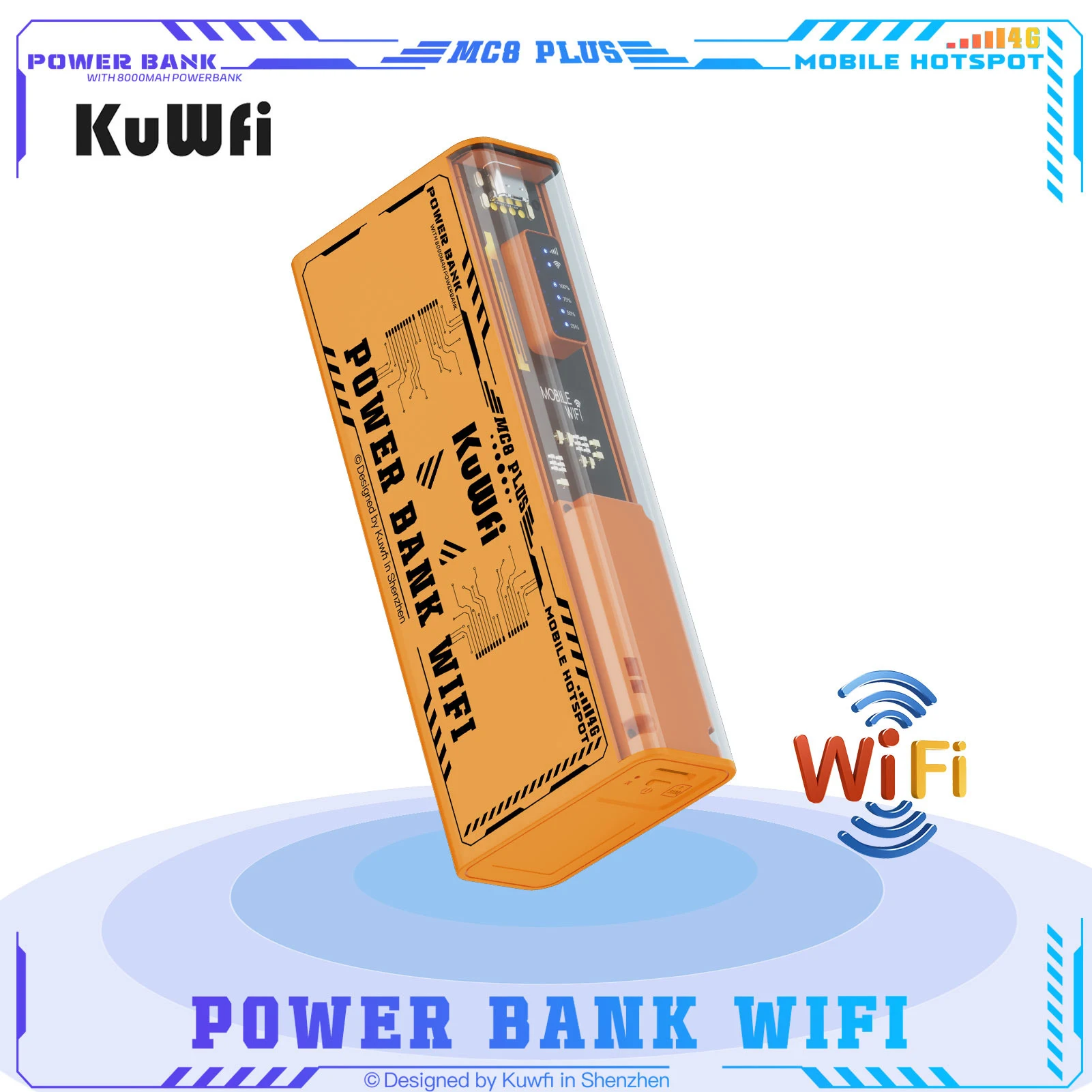 KuWFi MC8 Plus 8000mAh battery power bank mini 4g router 150Mbps 2.4G work long time mobile 4g pocket wifi router with sim card