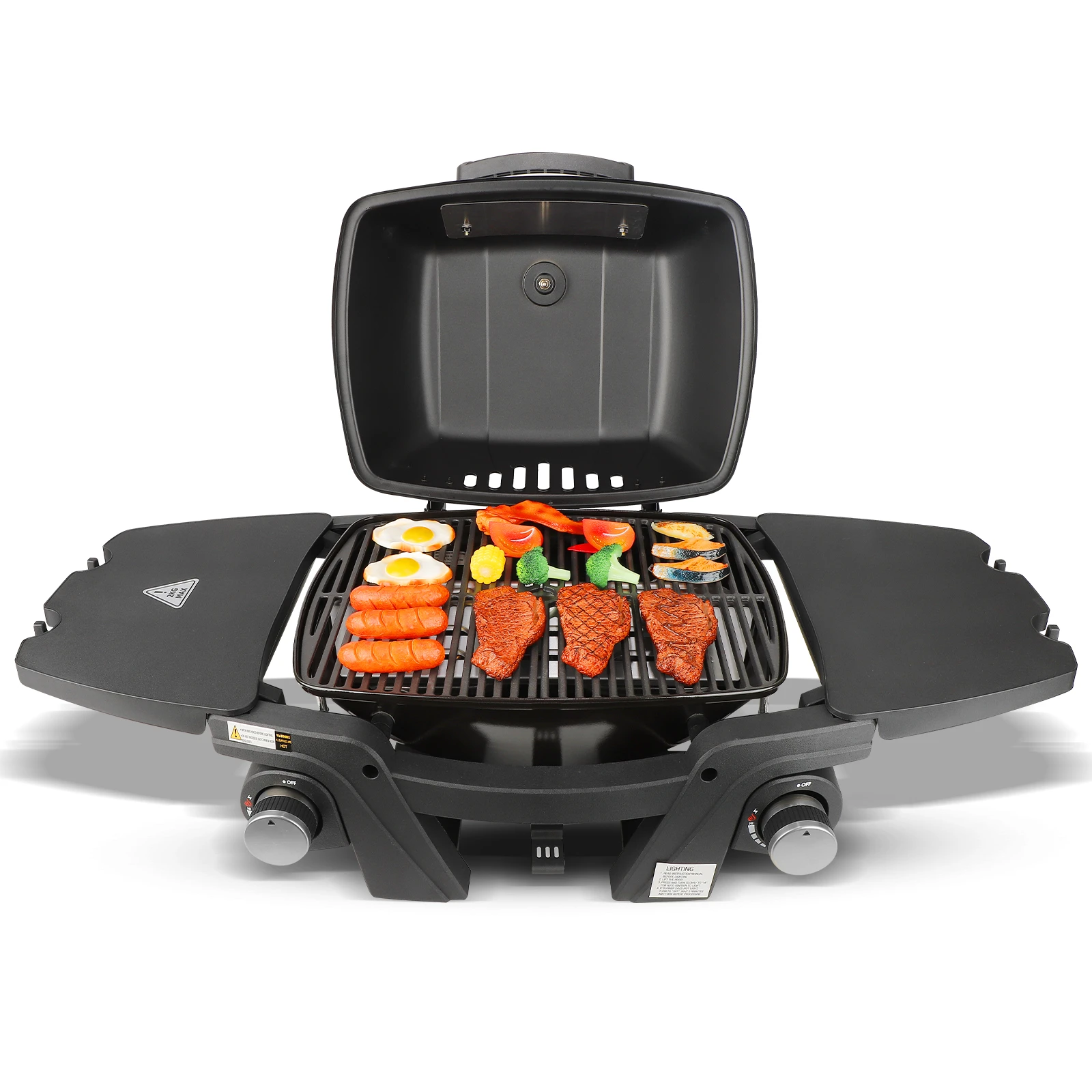 Газовый гриль для барбекю с 2 Складными боковыми панелями