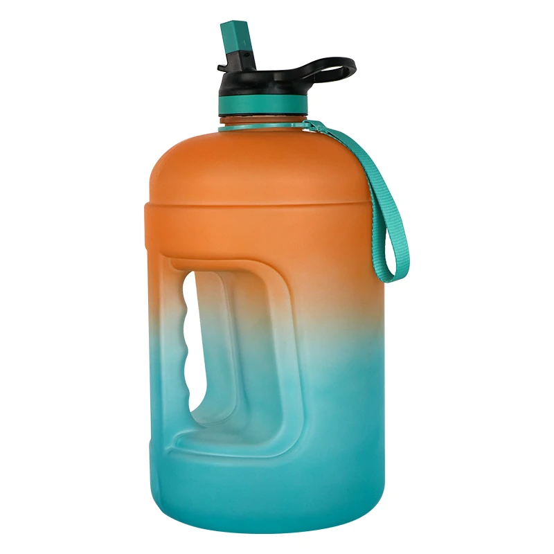 big mouth 3.78l transparent plastic gallons for water, gallon measuring kettle for sports, gym bottles with time marker